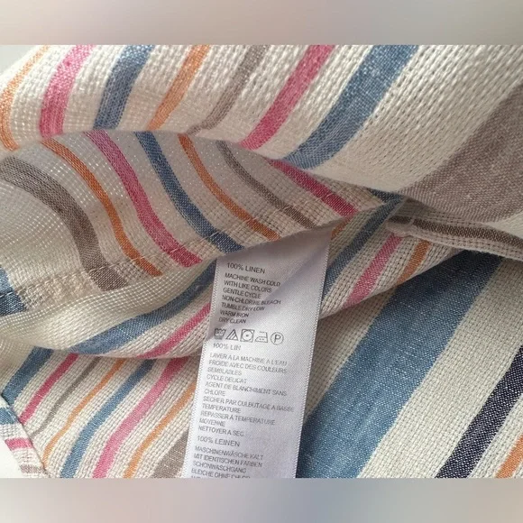 Tommy Bahama Striped 100% Linen Long Sleeve Textured Button Up Shirt Men’s XXL - Picture 8 of 8